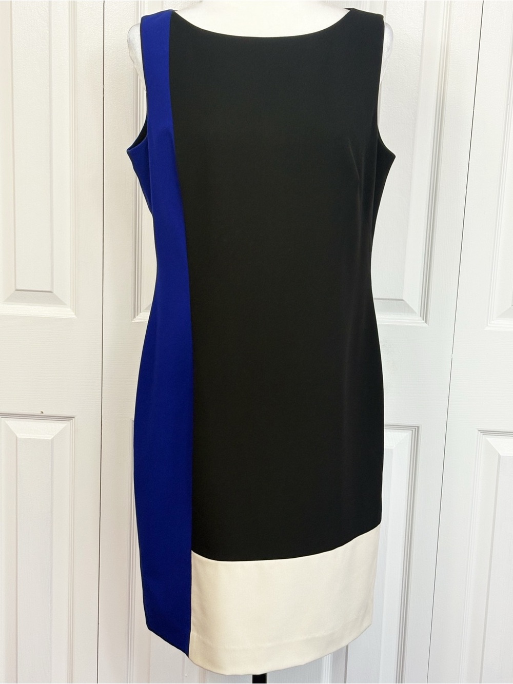 Lauren Ralph Lauren Black & Blue Colorblock Sleeveless Sheath Dress 12